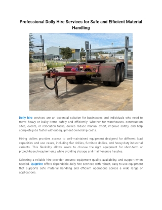 Professional Dolly Hire Services for Safe and Efficient Material Handling