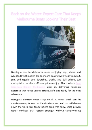 Back on the Water Expert Care That Keeps Melbourne Boats Looking Their Best