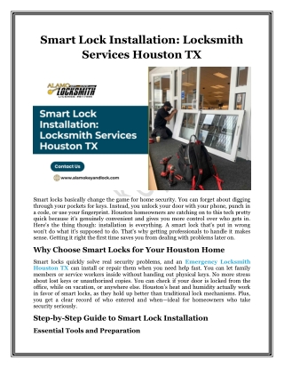 Smart Lock Installation_ Locksmith Services Houston TX