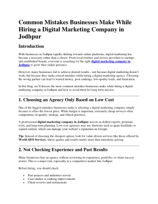 3.Common Mistakes Businesses Make While Hiring a Digital Marketing Company in Jodhpur