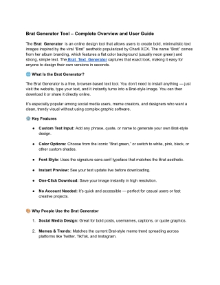Brat Generator Tool – Complete Overview and User Guide