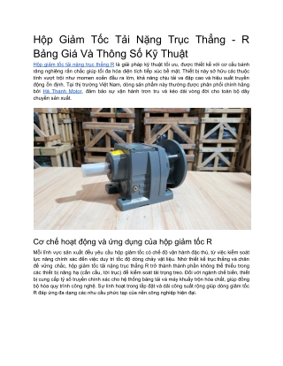 Hộp giảm tốc tải nặng trục thẳng R