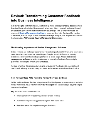 Reviuai_ Transforming Customer Feedback into Business Intelligence