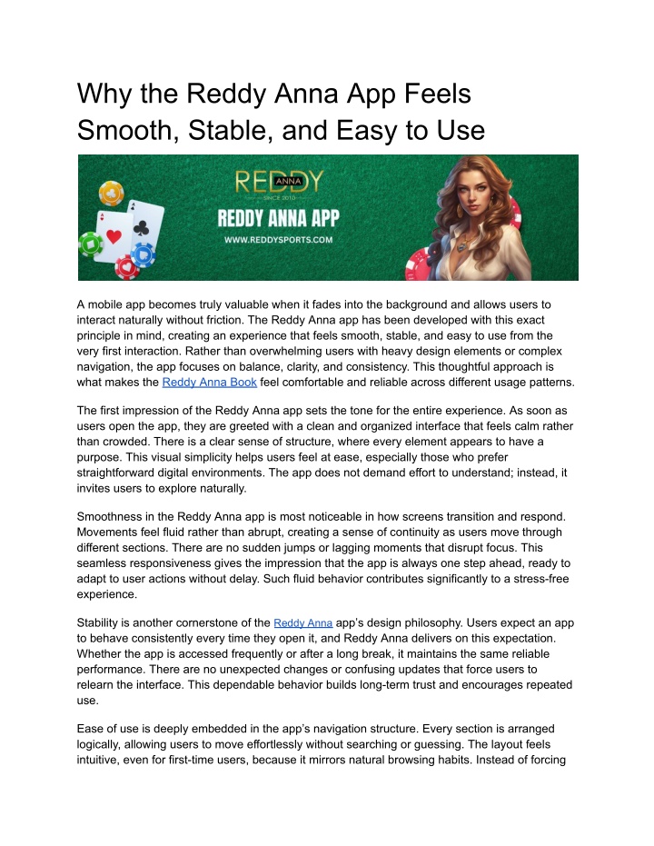 PPT - Why the Reddy Anna App Feels Smooth, Stable, and Easy to Use ...