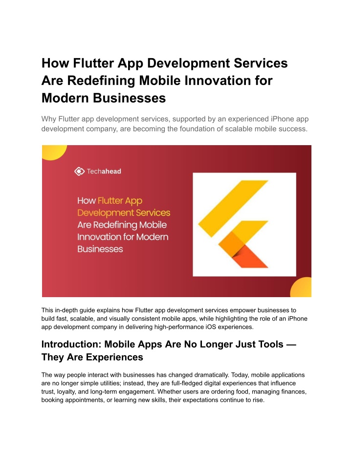 PPT - How Flutter App Development Services Are Redefining Mobile ...