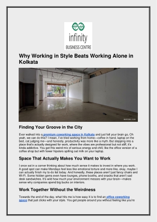 Why Working in Style Beats Working Alone in Kolkata
