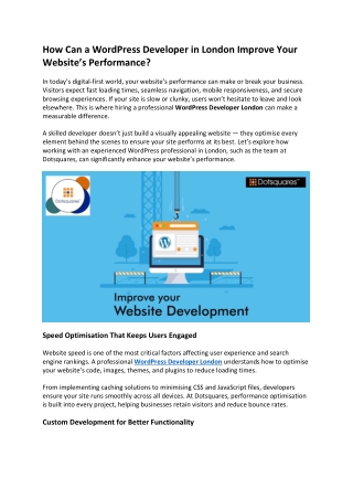 How Can a WordPress Developer in London Improve Your Website’s Performance.docx