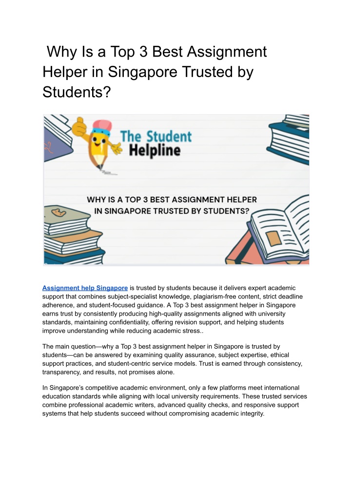 PPT - Why Is a Top 3 Best Assignment Helper in Singapore Trusted by ...