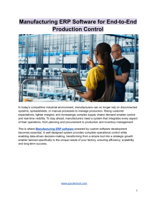Manufacturing ERP Software for End-to-End Production Control
