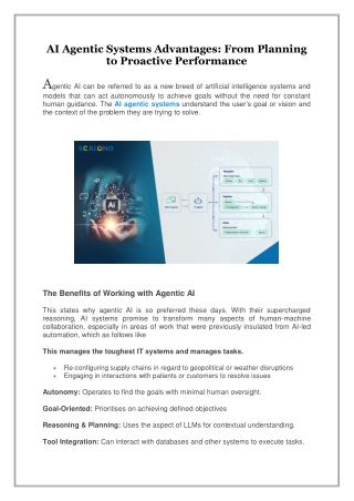 AI Agentic Systems Advantages, From Planning to Proactive Performance