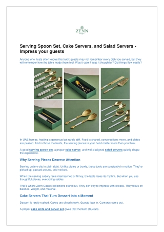 Serving Spoon Set, Cake Servers, and Salad Servers - Impress your guests