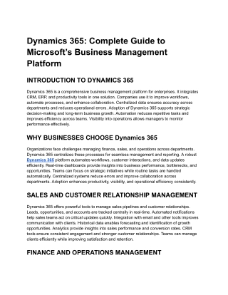 Dynamics 365_ Complete Guide to Microsoft’s Business Management Platform