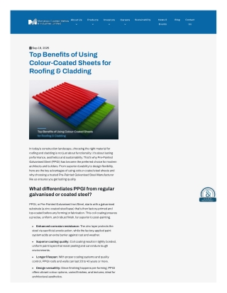 Top benefits of using colour coated sheets for roofing cladding