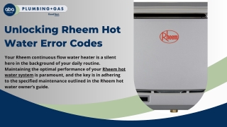 Unlocking Rheem Hot Water Error Codes