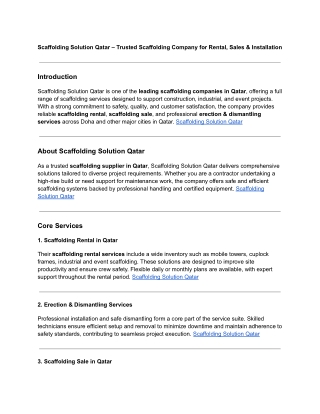 Scaffolding Rental Qatar |Trusted Scaffolding Solutions