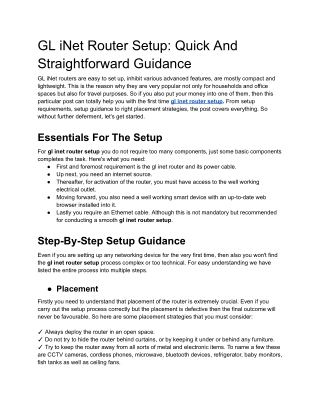 GL iNet Router Setup_ Quick And Straightforward Guidance