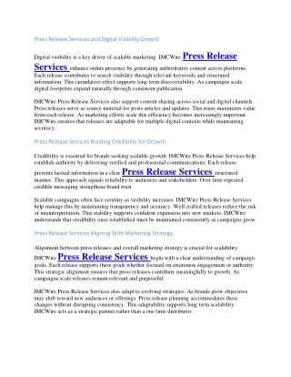 Buy Press Release at IMCWire to Improve Domain Authority and Trust