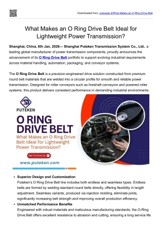 O Ring Drive Belt Solutions for Efficient and Lightweight Power Transmission