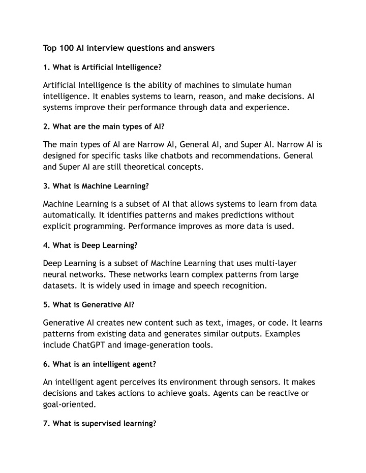 PPT - Top 100 AI interview questions and answers PowerPoint ...