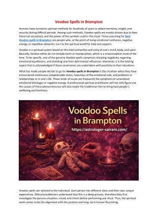 Voodoo Spells in Brampton