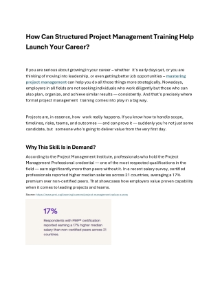 How Can Structured Project Management Training Help Launch Your Career