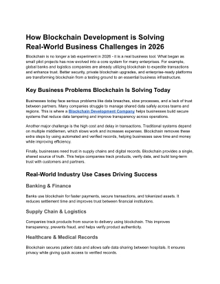 How Blockchain Development is Solving Real-World Business Challenges in 2026