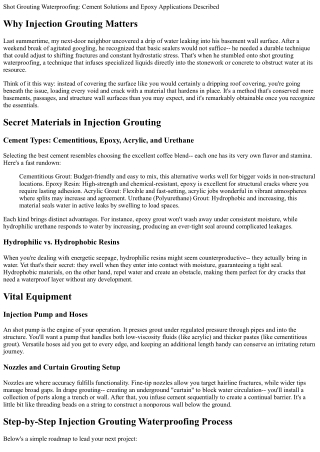 Shot Grouting Waterproofing: Grout Solutions and Epoxy Applications Explained