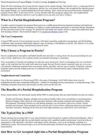 Partial Hospitalization Program Peoria: A Guide to Getting Accepted and Thriving
