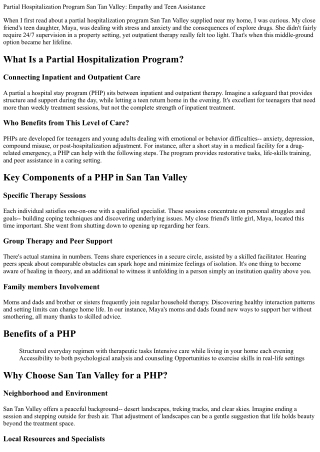 Partial Hospitalization Program San Tan Valley: Compassion and Teen Support