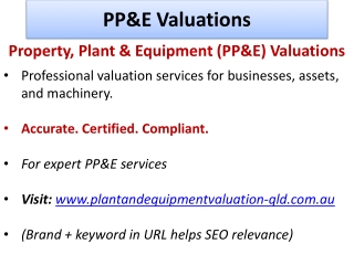 PP&E Valuations in QLD | Plant & Equipment Valuation Experts