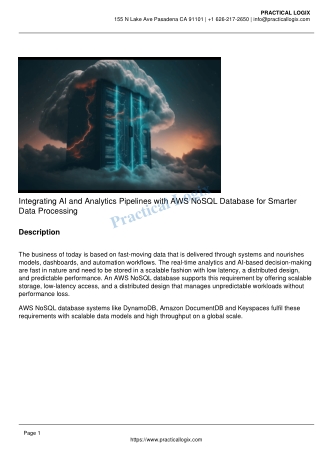 Integrating AI and Analytics Pipelines with AWS NoSQL Database for Smarter Data Processing