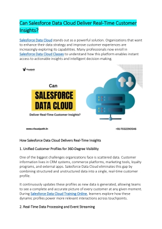 Salesforce Data Cloud Online Training - Cloud Training Hyderabad