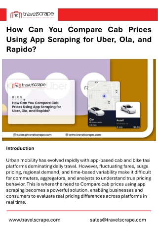 Compare Cab Prices Using App Scraping for Uber, Ola, and Rapido