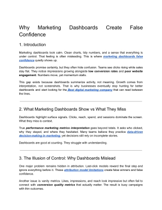 Why Marketing Dashboards Create False Confidence