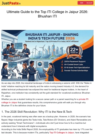 Top ITI College in Jaipur-Bhushan ITI