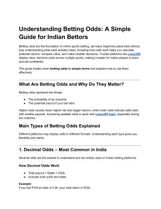Understanding Betting Odds: A Simple Guide for Indian Bettors