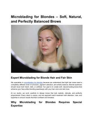 Microblading for Blondes – Soft, Natural, and Perfectly Balanced Brows