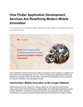 How Flutter Application Development Services Are Redefining Modern Mobile Innovation