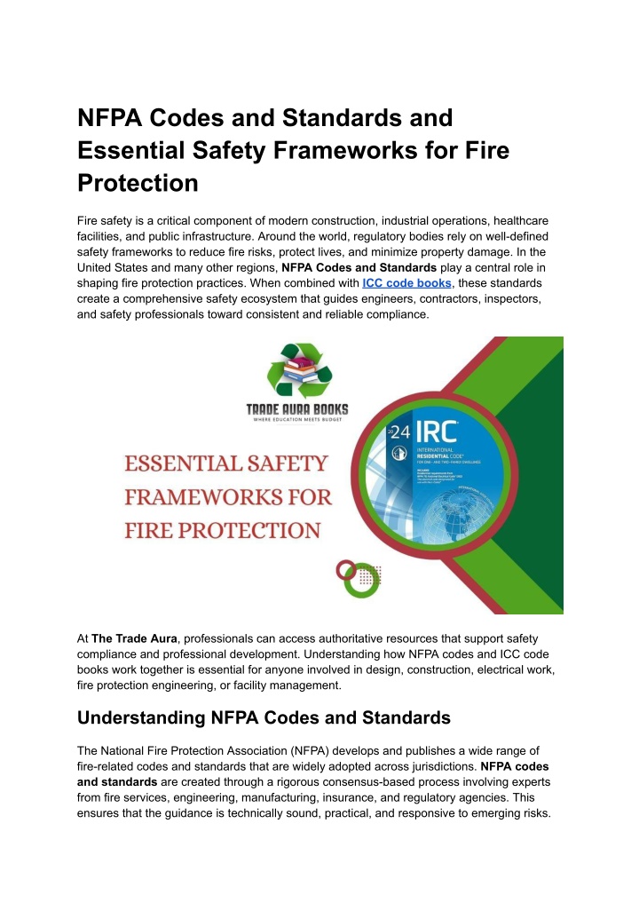 PPT - NFPA Codes and Standards and Essential Safety Frameworks for Fire ...
