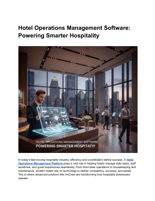 Hotel Management System for Smooth Daily Hotel Operations