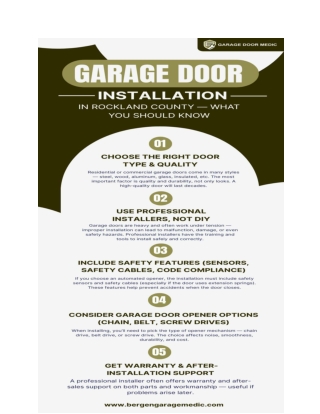 Garage Door Installation in Rockland County — What You Should Know
