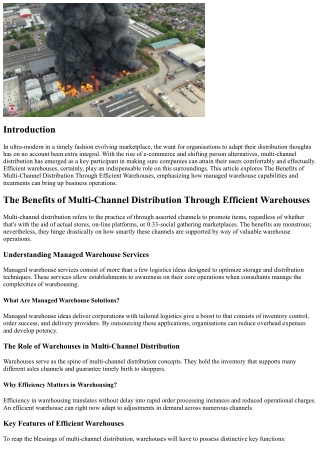 The Pros of Multi-Channel Distribution Through Effective Warehouses