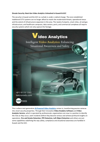 Elevate Security - Next-Gen Video Analytics Unleashed in Kuwait & GCC