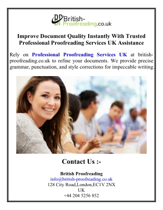 Improve Document Quality Instantly With Trusted Professional Proofreading Services UK Assistance