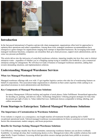 From Startups to Enterprises: Tailored Managed Warehouse Solutions