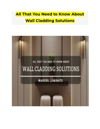 All That You Need to Know About Wall Cladding Solutions