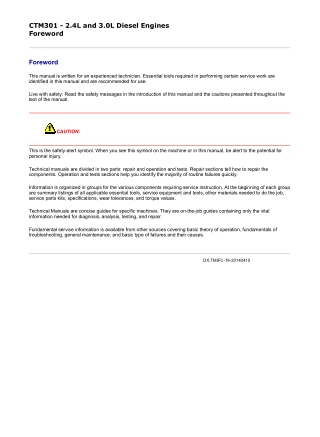 John Deere 2.4L and 3.0L Diesel Engine Service Repair Manual Instant Download (CTM301)