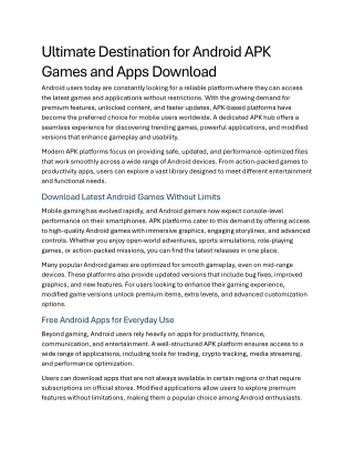 Ultimate Destination for Android APK Games and Apps Download