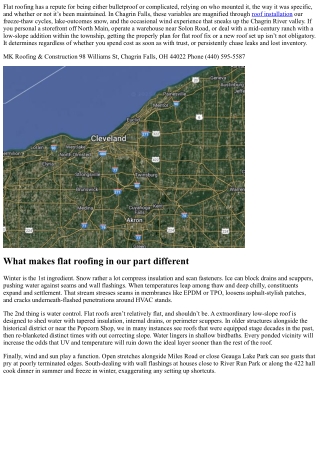 Flat Roof Repair and Installation in Chagrin Falls, OH: Expert Guidance