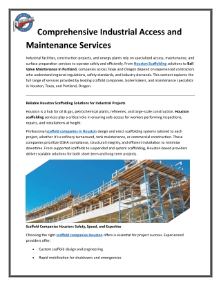 Comprehensive Industrial Access and Maintenance Services